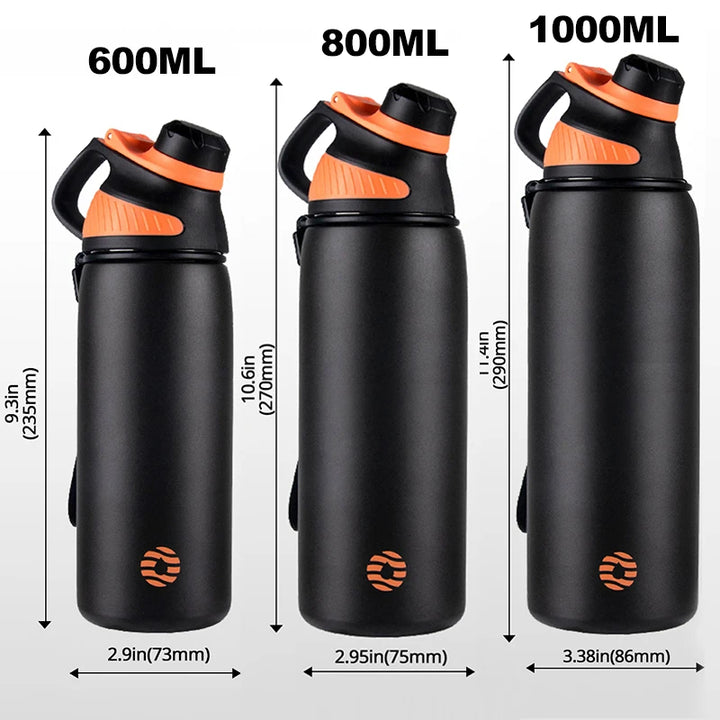 Stainless Steel Insulated Sport Bottle Magnetic Lid 1000ml