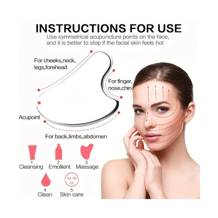 Stainless Steel Ice Face Roller & Gua Sha Board Set