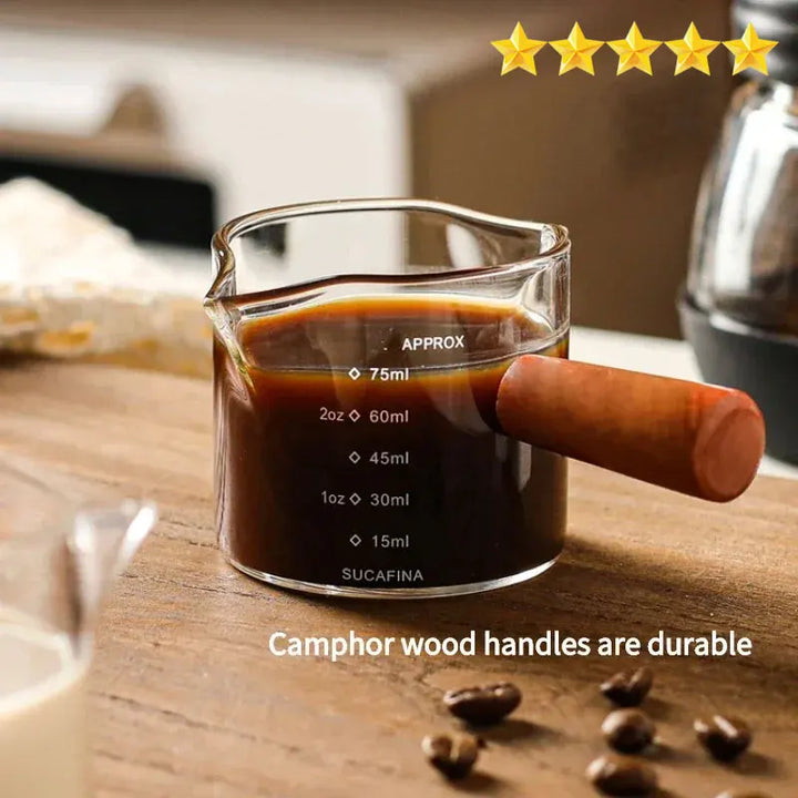 75ml Glass Espresso Measuring Cup with Handle & Spouts