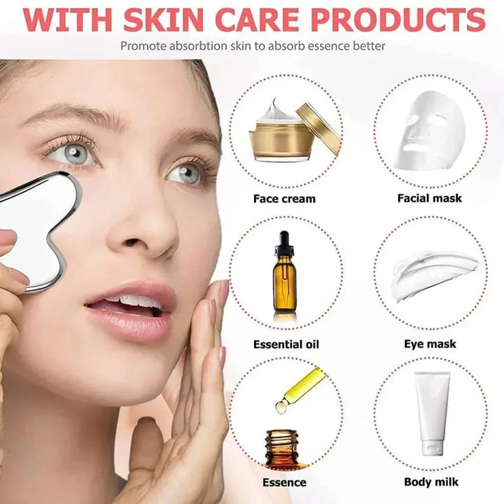 Stainless Steel Ice Face Roller & Gua Sha Board Set