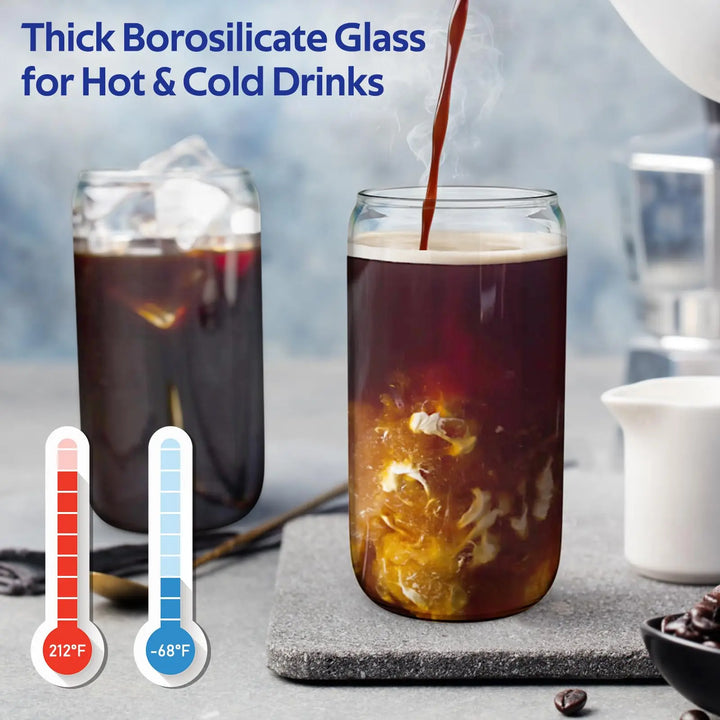 400ML Glass Cup with Wooden Lid and Straw