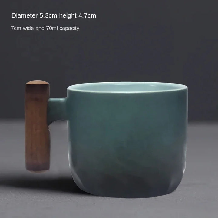 70ml Ceramic Tea Mug with Wooden Handle & Filter