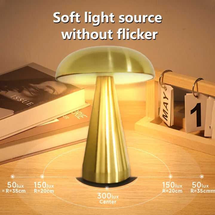 Mushroom LED Touch Dimmable Rechargeable Table Lamp