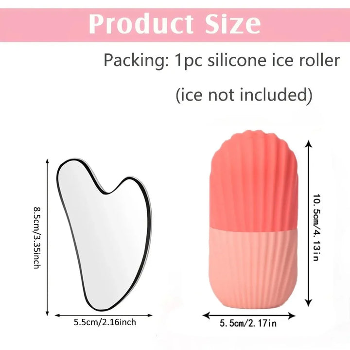 Stainless Steel Ice Face Roller & Gua Sha Board Set