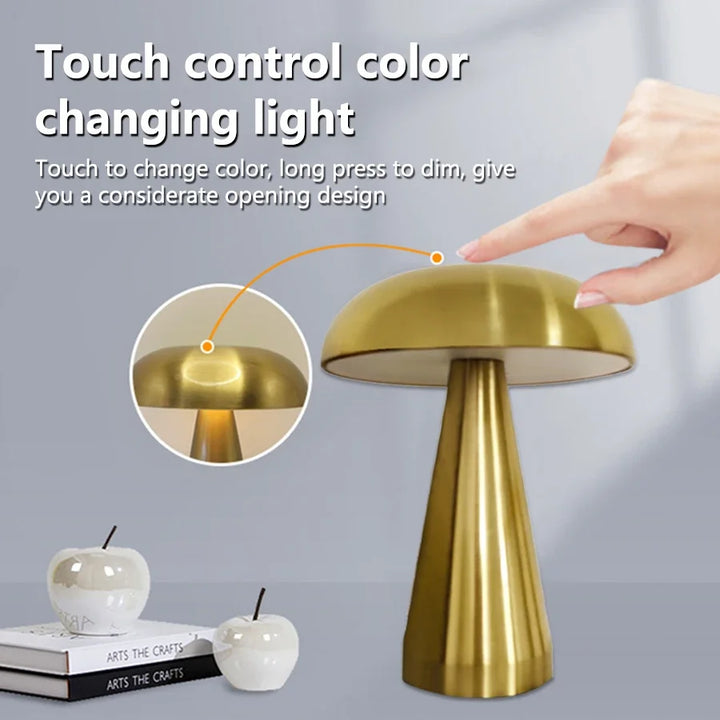 Mushroom LED Touch Dimmable Rechargeable Table Lamp