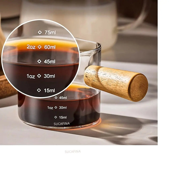75ml Glass Espresso Measuring Cup with Handle & Spouts