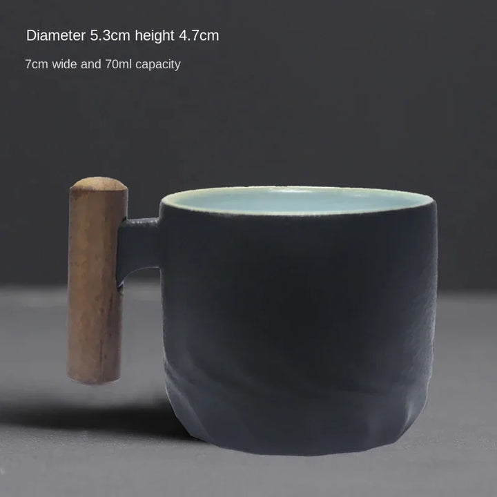 70ml Ceramic Tea Mug with Wooden Handle & Filter