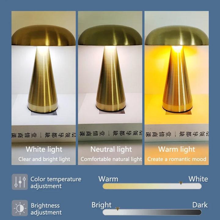 Mushroom LED Touch Dimmable Rechargeable Table Lamp