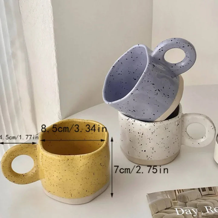Ceramic Coffee Mug with Ring Handle