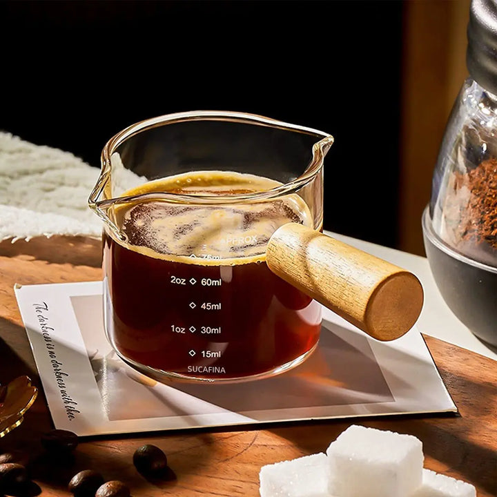 75ml Glass Espresso Measuring Cup with Handle & Spouts