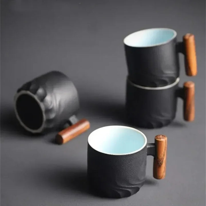 70ml Ceramic Tea Mug with Wooden Handle & Filter
