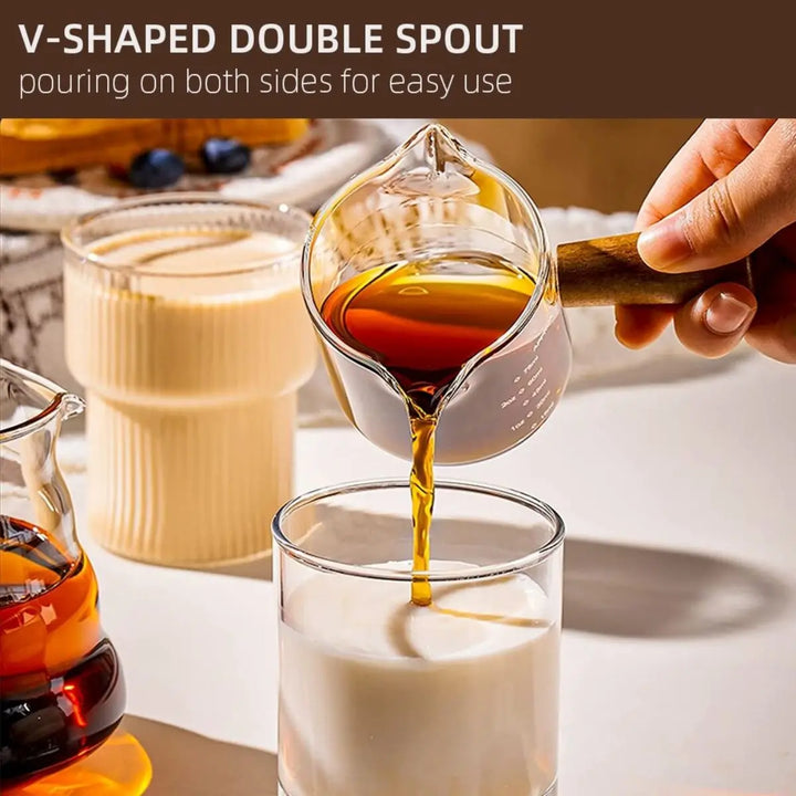 75ml Glass Espresso Measuring Cup with Handle & Spouts