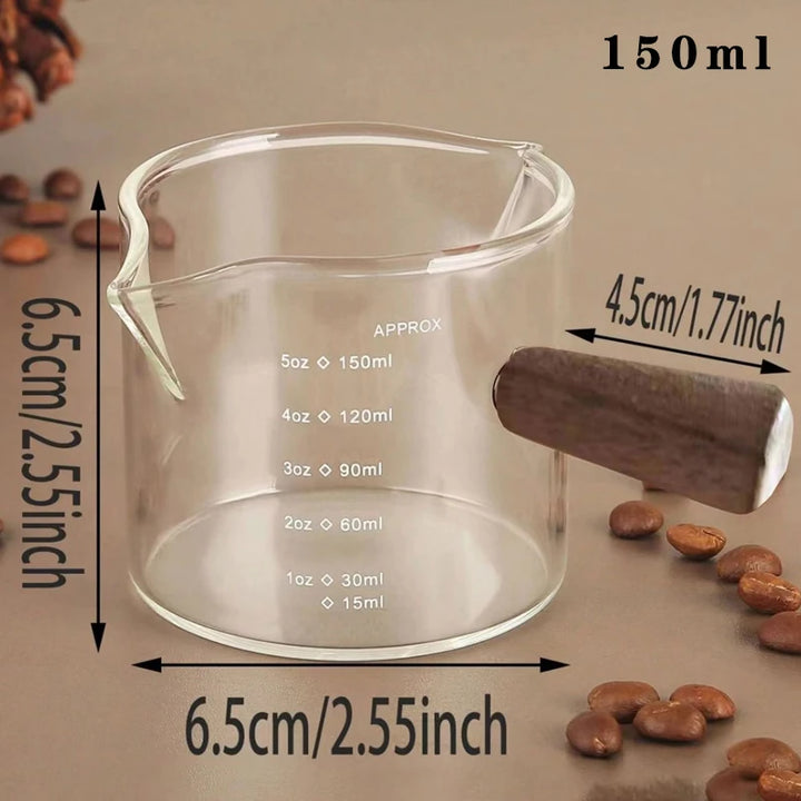 75ml Glass Espresso Measuring Cup with Handle & Spouts